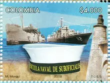 Estampilla Escuela Naval de Suboficiales A.R.C. Barranquilla 75 a&ntilde;os