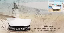 Sobre de primer d&iacute;a Escuela Naval de Suboficiales A.R.C. Barranquilla 75 a&ntilde;os