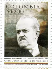 Estampilla  Guillermo Le&oacute;n Valencia 100 a&ntilde;os de su natalicio