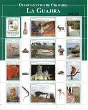 Hoja de estampillas Departamento de La Guajira