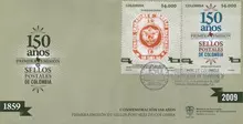 Sobre de primer d&iacute;a #1 conmemorativo de la primera emisi&oacute;n de Sellos Postales en Colombia