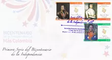 Sobre de primer d&iacute;a #3 Primera serie del Bicentenario de la Independencia
