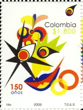 Estampilla 2 Concurso p&uacute;blico Sesquicentenario primera estampilla en Colombia