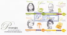 Sobre de primer d&iacute;a #1 Personajes colombianos de todas las &eacute;pocas (2010)