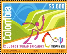 Estampilla IX Juegos Suramericanos Medell&iacute;n 2010