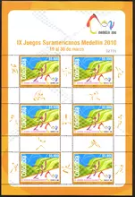 Hoja de estampillas IX Juegos Suramericanos Medell&iacute;n 2010