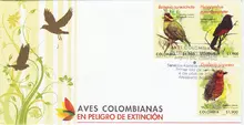 Sobre de primer d&iacute;a #1 Aves colombianas en peligro de extinci&oacute;n