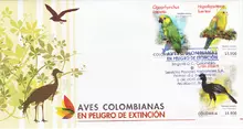 Sobre de primer d&iacute;a #2 Aves colombianas en peligro de extinci&oacute;n