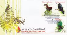 Sobre de primer d&iacute;a #3 Aves colombianas en peligro de extinci&oacute;n