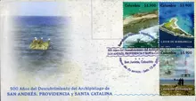 Sobre de primer d&iacute;a #1 500 a&ntilde;os descubrimiento Archipi&eacute;lago de San Andr&eacute;s