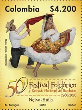 Estampilla 50 a&ntilde;os Festival Folcl&oacute;rico y Reinado Nacional del Bambuco
