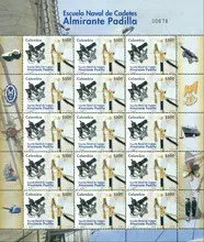 Hoja de estampillas Escuela Naval de Cadetes Almirante Padilla