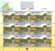 Hoja de estampillas Colegio Nacional Pinillos 1809-2009