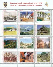 Hoja de estampillas Bicentenario de la Independencia de 1810-2010