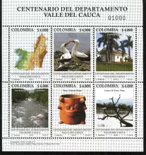 Hoja de estampillas Centenario del Departamento Valle del Cauca