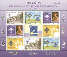 Hoja de estampillas 100 a&ntilde;os del movimiento Scout en el mundo