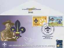 Sobre de primer d&iacute;a 100 a&ntilde;os del movimiento Scout en el mundo