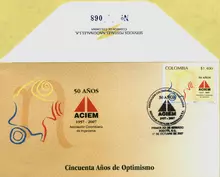 Sobre de primer d&iacute;a Asociaci&oacute;n Colombiana de Ingenieros 50 a&ntilde;os