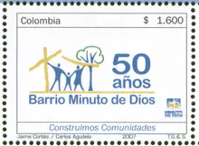 Estampilla Barrio Minuto de Dios 50 a&ntilde;os