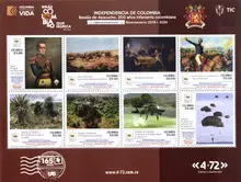 Hoja estampillas Batalla de Ayacucho 200 a&ntilde;os