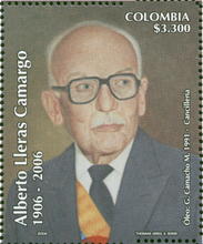 Estampilla $3.300 COP Centenario natalicio Alberto Lleras Camargo 1906-2006