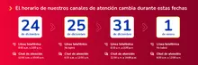 Horarios de atenci&ograve;n