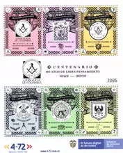 Estampillas Gran Logia de Colombia 1922-2022