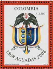 Serie Her&aacute;ldica Bicentenario Aguadas, Caldas 1808-2008. (15/08/2008)