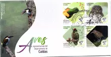 Sobre de primer d&iacute;a #1 Aves representativas Departamento de Caldas