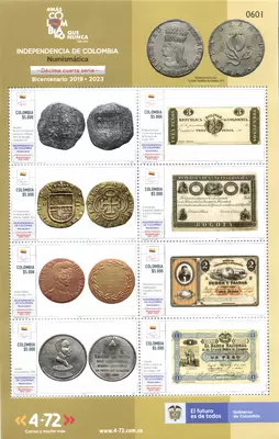 29 de 2021. Numism&aacute;tica d&eacute;cima cuarta serie Bicentenario 2019-2023 Independencia de Colombia. (01/12/2021)
