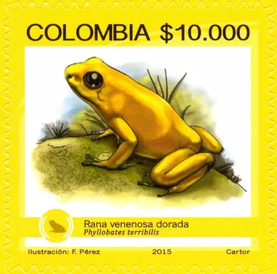 1 de 2015. F. Estampillas operativas "Biodiversidad end&eacute;mica de Colombia en peligro de extinci&oacute;n" (10.000 COP). (6/07/2015)
