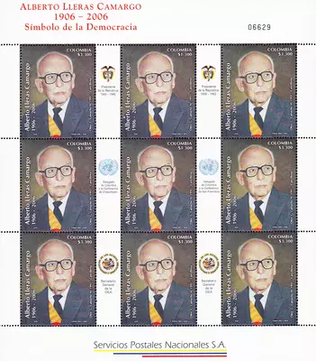 1 de 2006. Centenario del natalicio de Alberto Lleras Camargo 1906-2006. S&iacute;mbolo de la democracia. (06/12/2006)