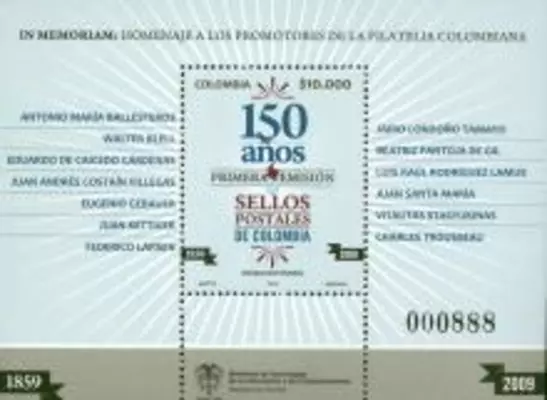150 años primera emisión de Sellos Postales en Colombia 1859-2009. (01/09/2009)