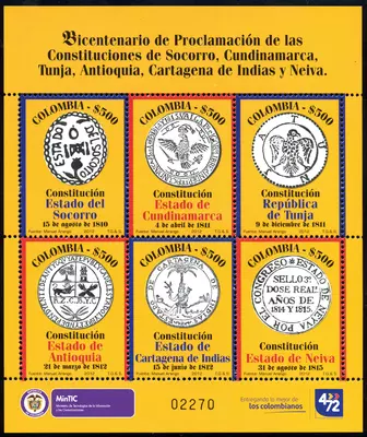 Bicentenario de Proclamación de las Constituciones de Socorro, Cundinamarca, Tunja, Antioquia, Cartagena de Indias y Neiva. (19/12/2012)