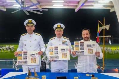 Nueve d&eacute;cadas de historia de la Escuela Naval plasmadas en un sello postal