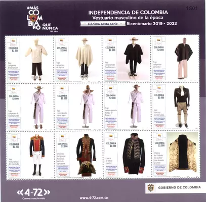 26 de 2022. Vestuario masculino de la época décima sexta serie Bicentenario 2019-2023 Independencia de Colombia. (18/11/2022)