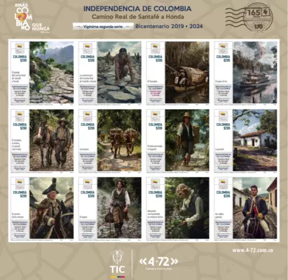 9 de 2024. INDEPENDENCIA DE COLOMBIA  Camino Real de Santaf&eacute; a Honda  Vig&eacute;sima segunda serie Bicentenario 2019-2024